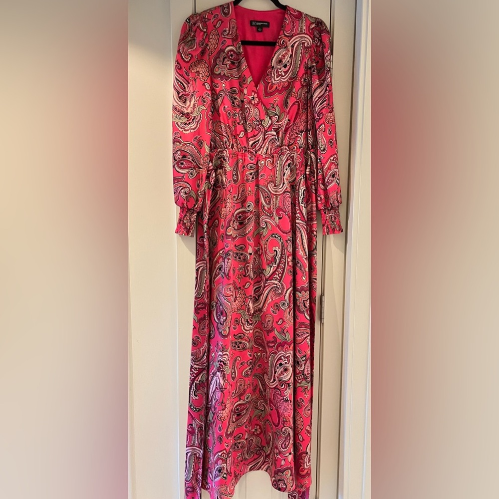 INC International Concepts Vibrant Pink Paisley Long Sleeve Dress